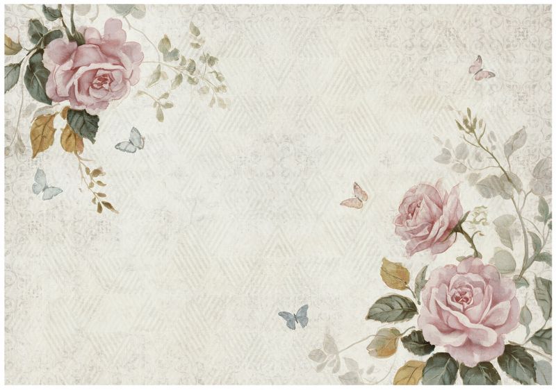 Fototapeta WALLARENA Do Sypialni Salonu Winylowa Kwiaty Beton Róże Beżowy 416x254 cm 16314WVZXXXL 1 szt.