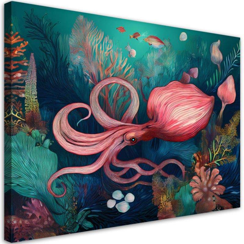 Obraz na płótnie Feeby Ośmiornica Ryby Rafa Koralowa 90x60cm 1szt