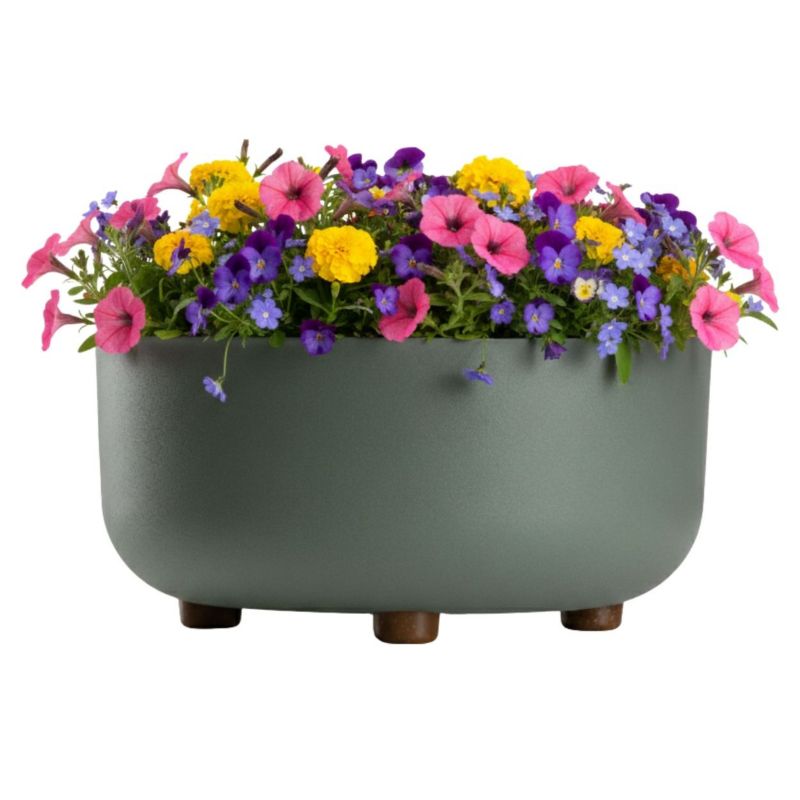 Doniczka misa TERRA HowHomely plastikowa szarozielona na nóżkach 29,7 cm 1 szt.