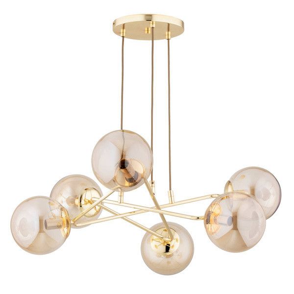 Lampa sufitowa wisząca Alfa Tristan 2486 złota dekoracyjna 6xE14 x 10W 1 szt.
