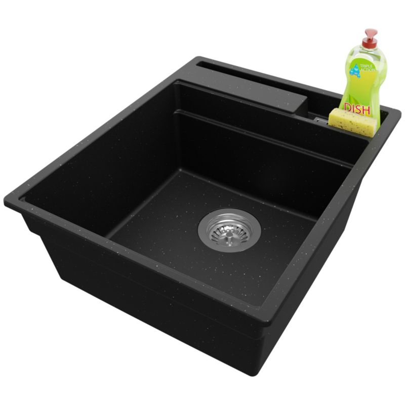 Zlewozmywak Oslo Pocket PRIMAGRAN Nablatowy 43x53cm do szafki od 45cm z Syfonem Czarny Metalik 1 szt.