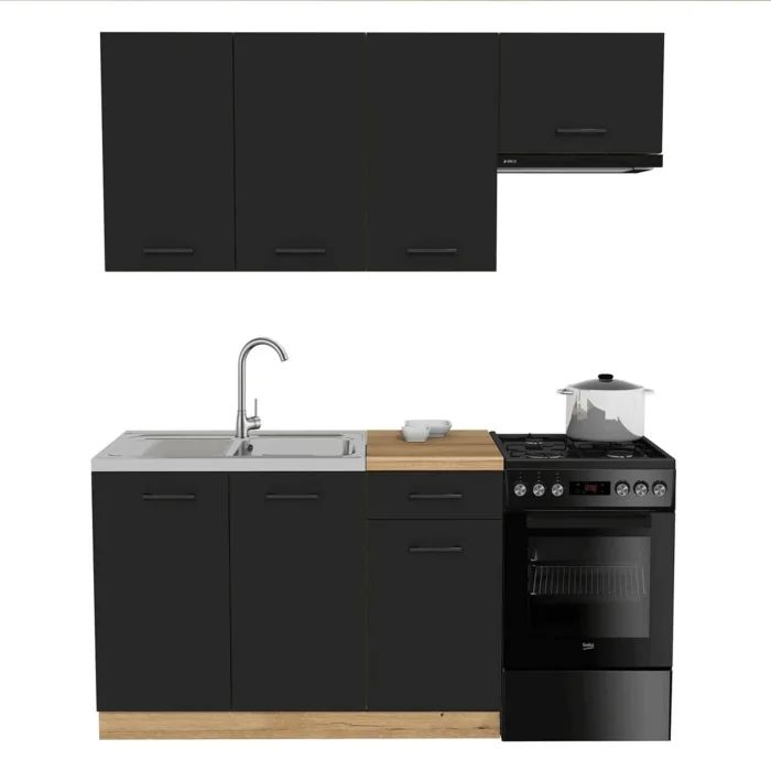 Meble Mebel Elite MODERN 170 Kuchenne Zestaw Mebli Na Wymiar Modułowe Czarny 1 kpl.