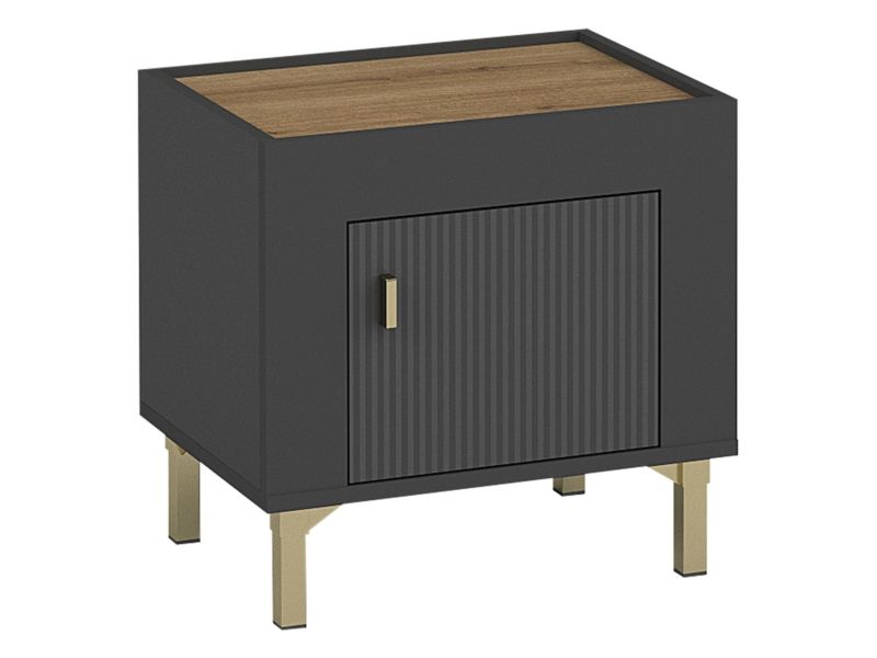 Szafka nocna MIRJAN 24 Mossa MO11 czarny/dąb whisky 1 szt.