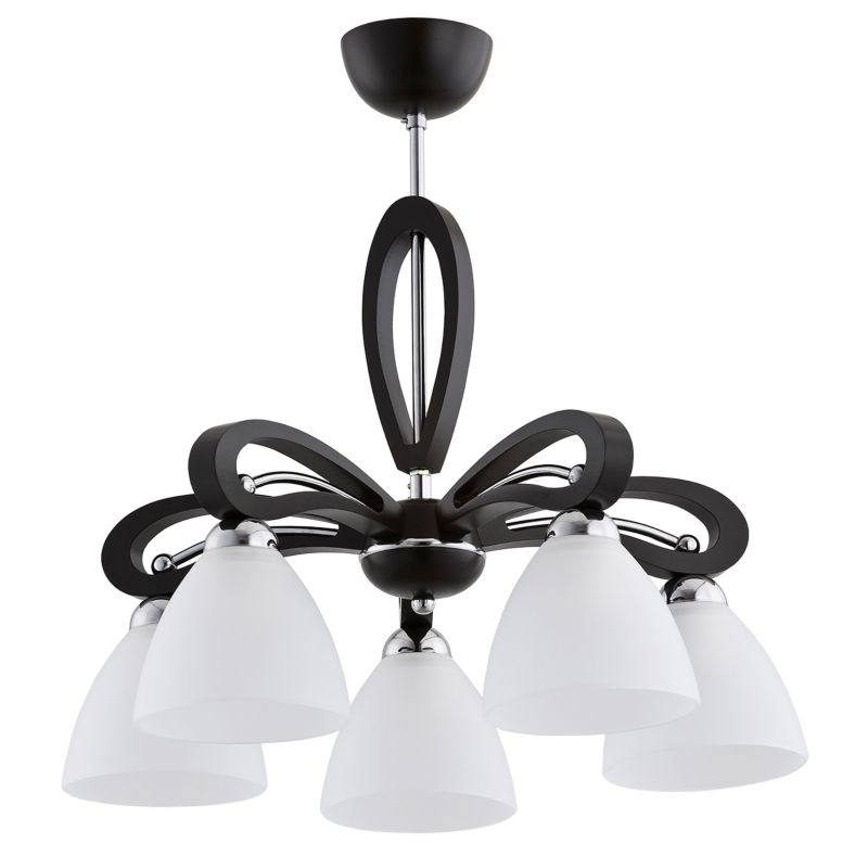 Lampa wisząca szklane białe klosze Alfa GRACJA czarna 5xE27x15W IP20 wym:28,5x56x56cm - 1 szt.