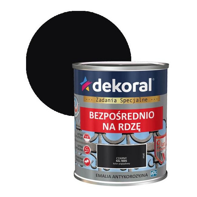 Emalia antykorozyjna Dekoral czarny mat 0,65 l