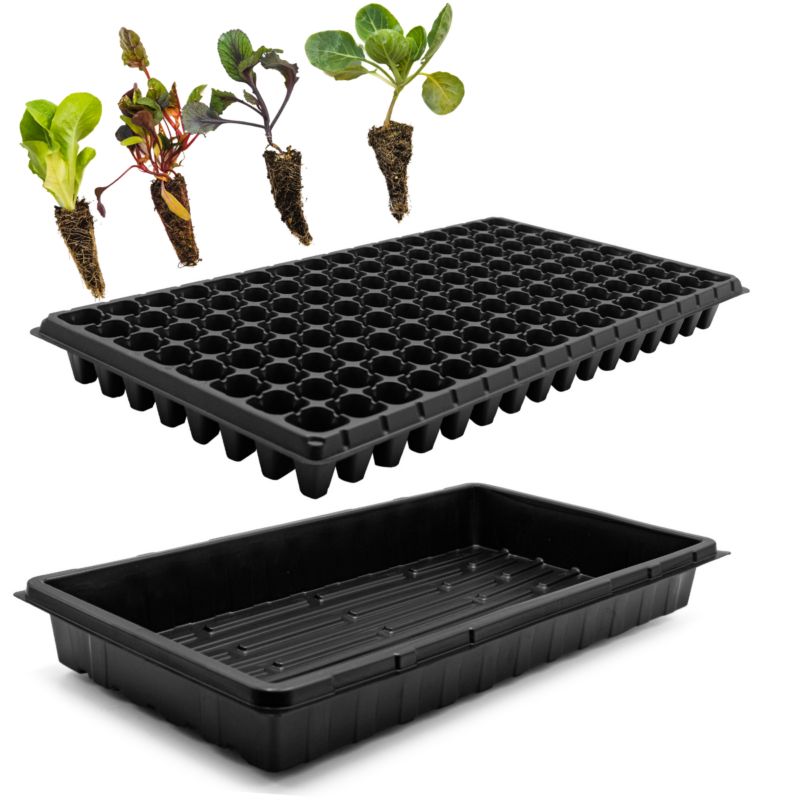 Doniczka Wielodoniczka z Tacą 128 komór tacka do rozsad warzyw ziół kwiatów multiplaty doniczki rozsadowe PrimeGarden, 1 szt