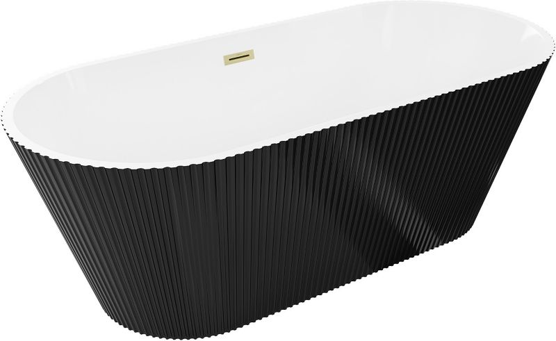Wanna wolnostojąca Mexen Yara biało-czarna 170x75 cm z przelewem złotym szczotkowanym 1 szt.
