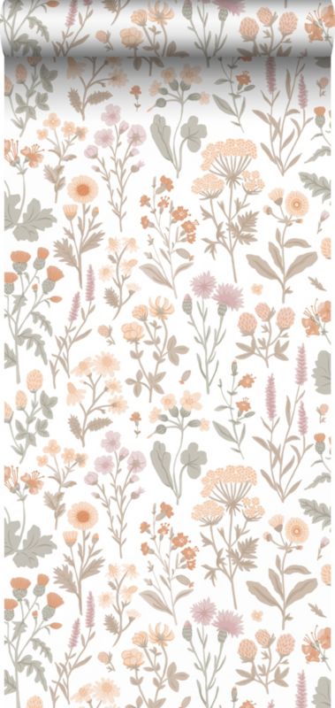 Tapeta Sanders & Sanders kwiaty polne jasnego fioletu,terakota,żółtymIzielonym 50 x 900 cm - 1 rol.