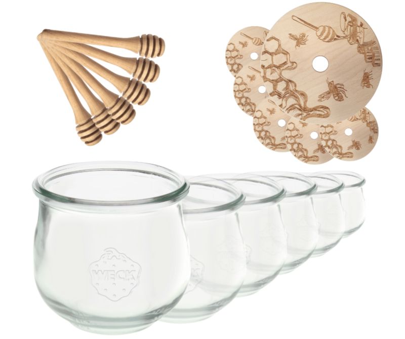 Słoiki do miodu MODO24 Weck 580 ml fi 100 tulip nabieraki W2 6 kpl.