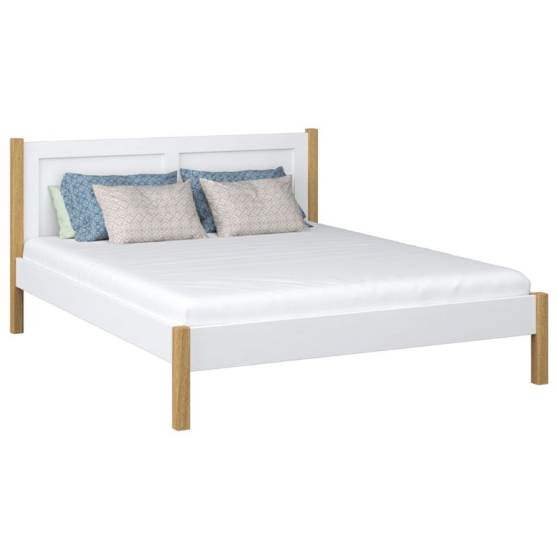 Drewniane łóżko N-WOOD podwójne N02 biało dębowy 200x200 1szt.