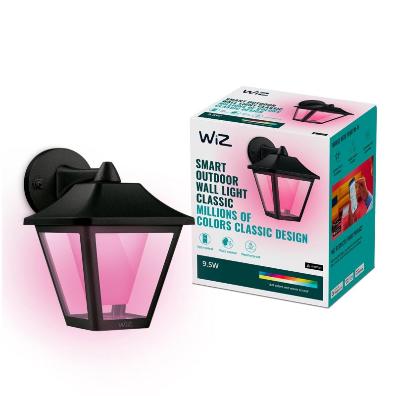 Kinkiet Ogrodowy WiZ Lampa Zewnętrzna 9.5W 600lm 2700-5000K RGB TW Czarna 1 szt.
