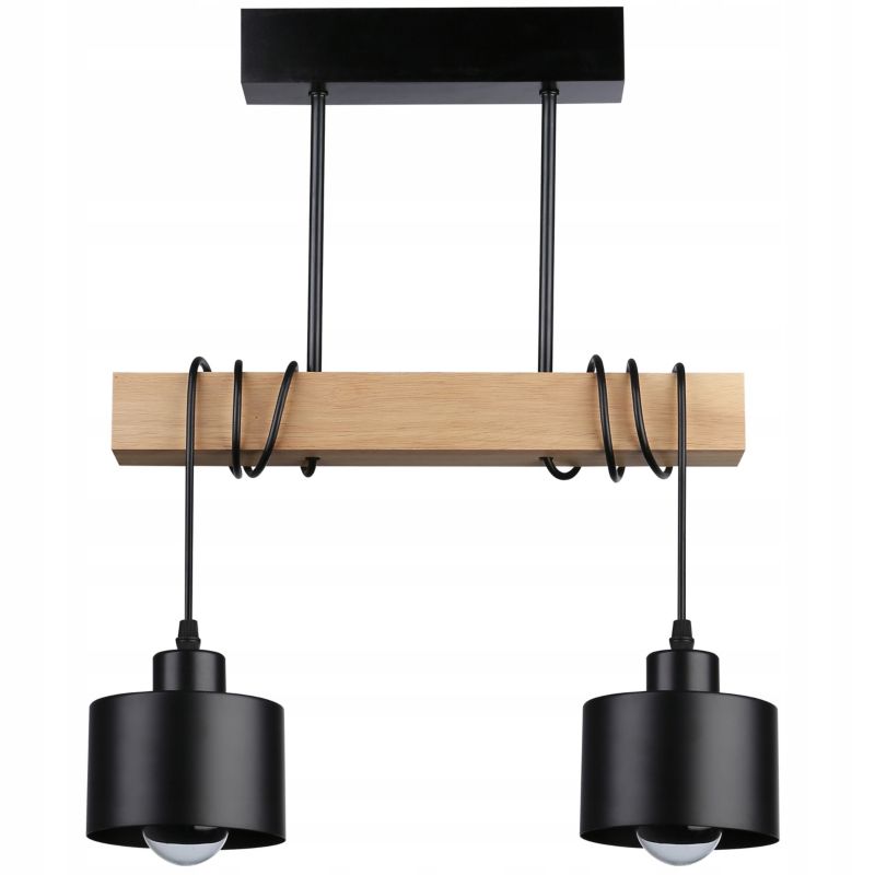 Lampa sufitowa wisząca MasterLED Elza 2x LED E27 żyrandol IP20 stal drewno czarno-brązowa 1 szt.