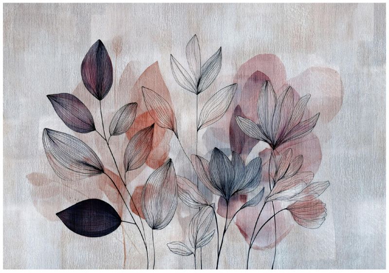 Fototapeta WALLARENA Do Sypialni Salonu Winylowa Liście Abstrakcja Beton Szary 368x254 cm 16438W8 1 szt.