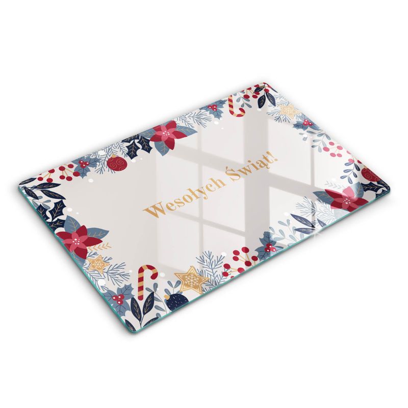 Szklana deska do krojenia Wallfluent 80x52 cm Wesołych Świąt 1 szt.