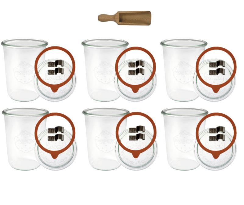 Słoiki MODO24 Weck 850 ml fi 100 mold szklane wieka gumki 6 kpl.