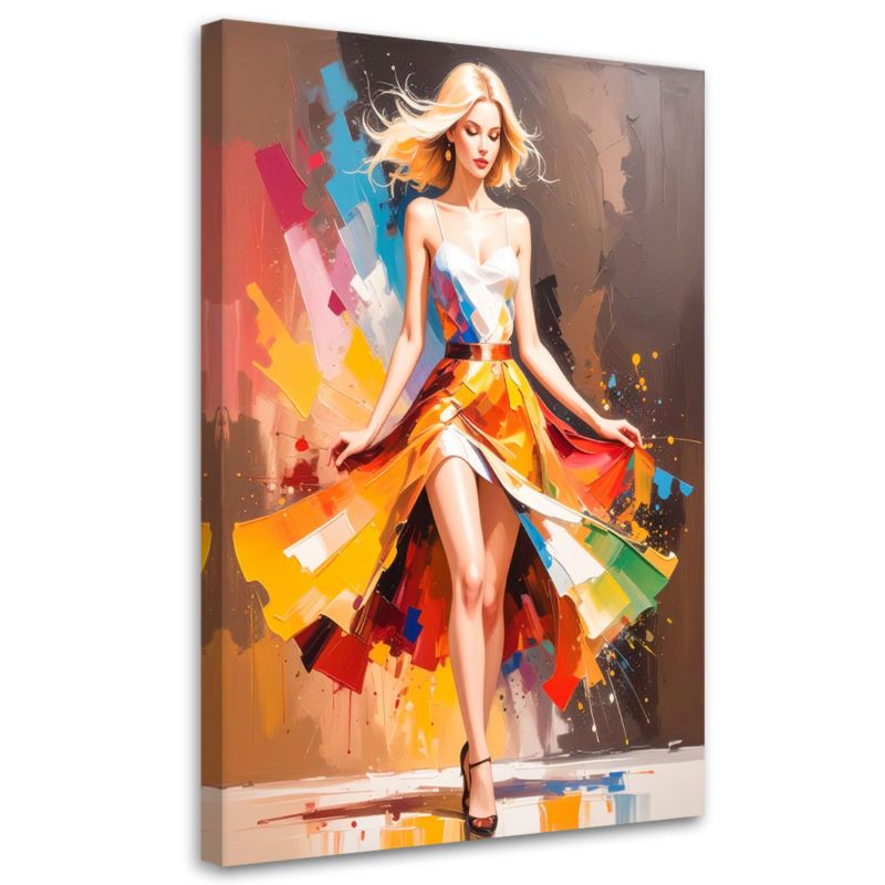 Obraz do salonu sypialni Feeby Kobieta w kolorowej sukience 80x120cm 1szt