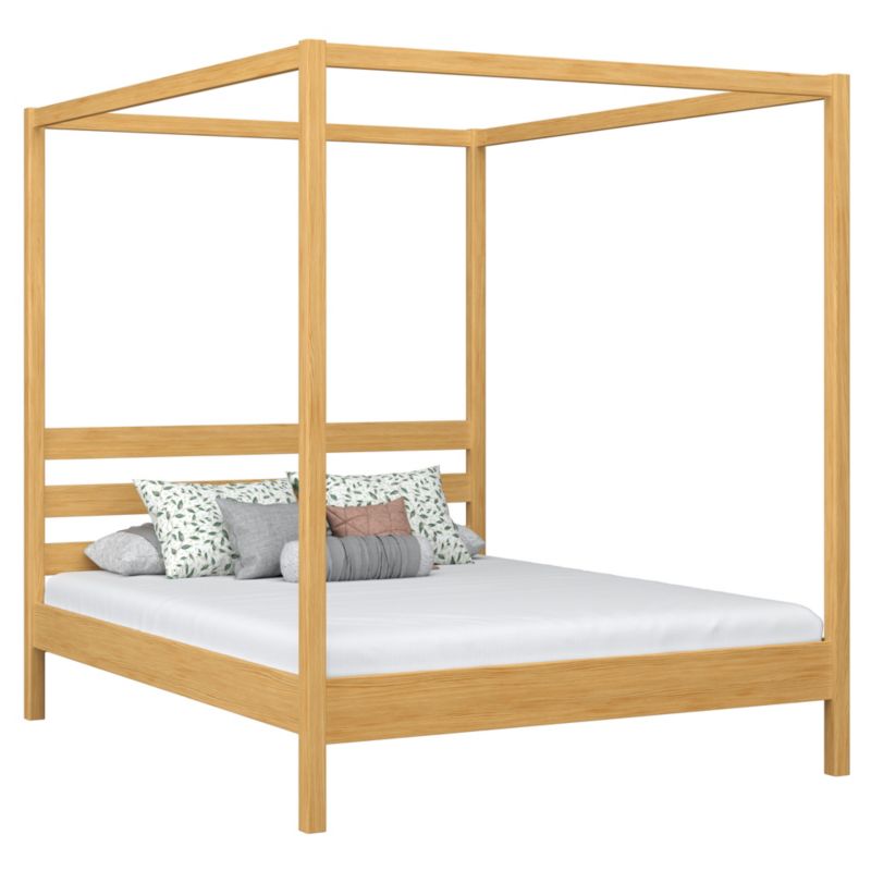 Drewniane łóżko N-WOOD podwójne z baldachimem N01 sosna naturalna 200x200 1szt.