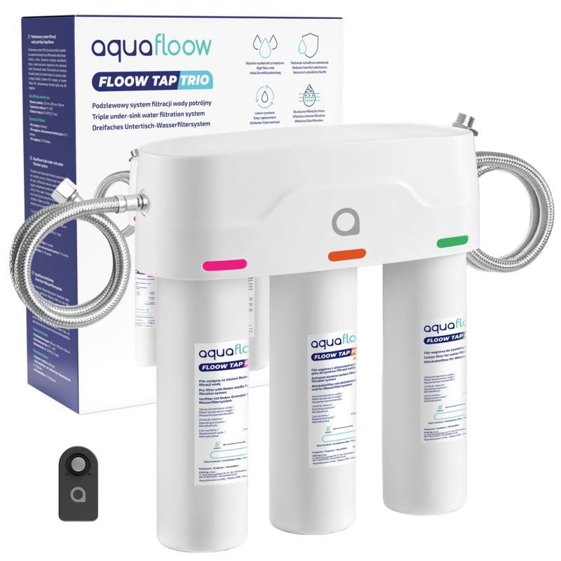 System filtracji wody, AquaFloow, potrójny, podzlewowy, 3 filtry: wstępny REDOX, Activated Alumina, Carbon, 3szt.