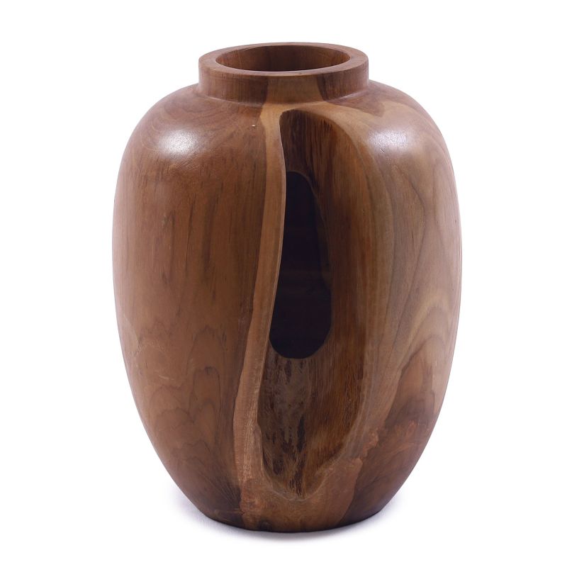 Wazon dekoracyjny z drewna tekowego, Solis Decor by Aleksandra Sobota, średni 24 cm, 1 szt.