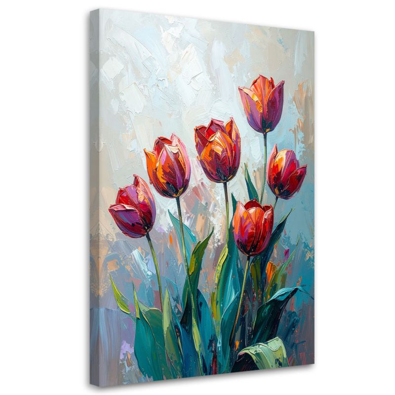 Obraz nowoczesny Feeby Czerwone Tulipany Kwiaty jak malowany 70x100cm 1szt