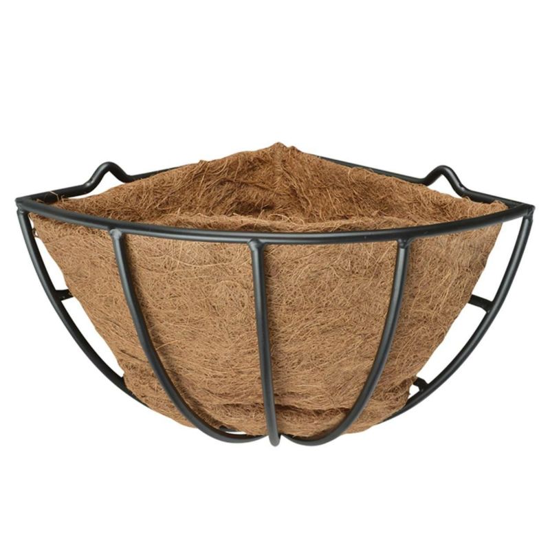 Narożna doniczka Esschert Design stalowa z wkładem kokosowym czarna 28,6x25,7x35,9 cm 1 szt