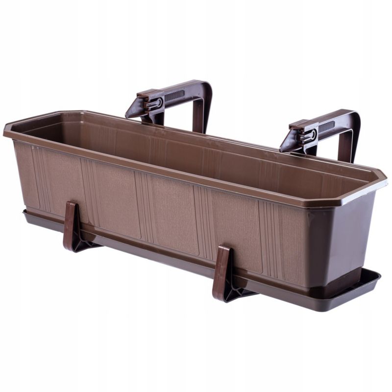 Donica Balkonowa KADAX + Podstawka Uchwyty 60cm Brąz 1szt.