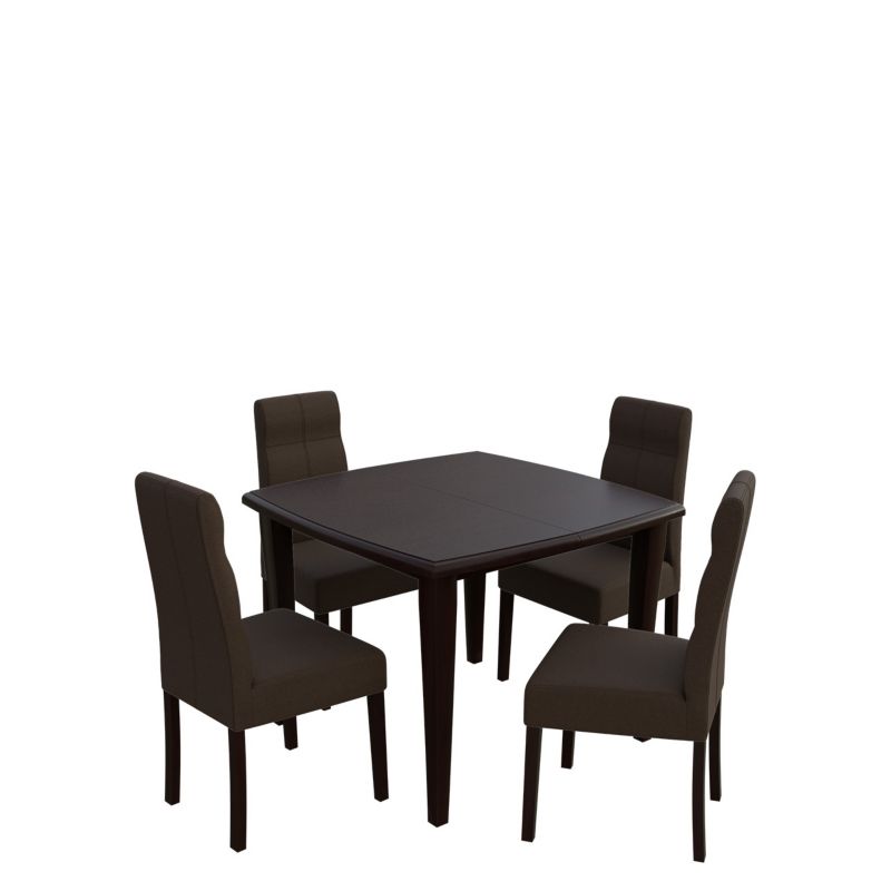 Zestaw RO34 MIRJAN 24 Stół rozkładany S30 100x100/250 + 4 krzesła K63 orzech + gorzka czekolada 1 kpl.