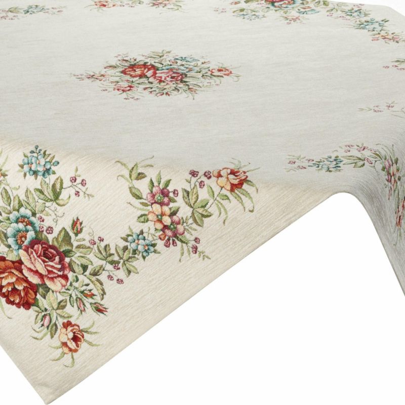 Obrus gobelinowy 1233/NAT Eurofirany 100 x 100 cm z nicią szenilową z motywem kwiatów 1 szt.