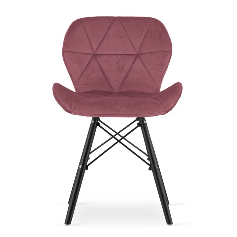 Krzesło EDANTI, Aksamit - ciemny róż, nogi czarne 3 szt.