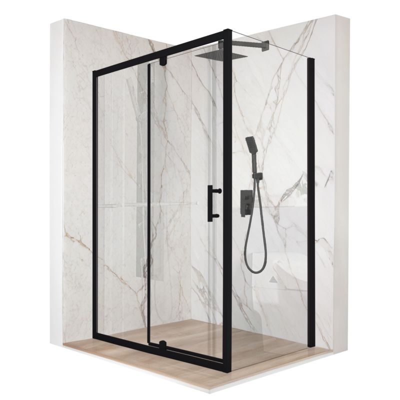 Kabina prysznicowa prostokątna TECHGLOBE uchylna czarna 110x90 szkło 6mm + powłoka 1 szt.