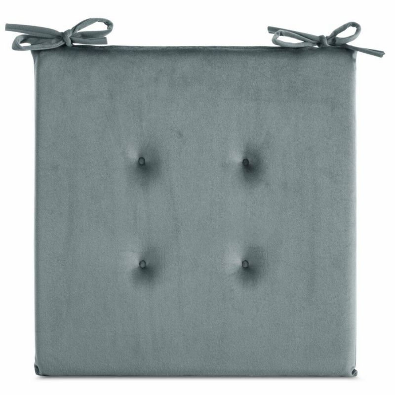 Poduszka na krzesło GAJA Eurofirany 40x40 cm w morskim kolorze welwetowa z ozdobnym pikowaniem 1 szt.