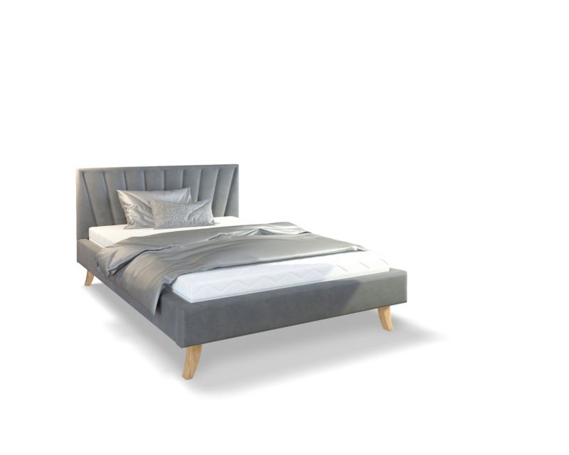 Łóżko śpijzdrowo tapicerowane MALMO 120x200 grafitowe z materacem 1 szt.