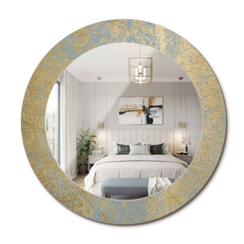 Lustro Okrągłe z Nadrukiem ArtPrintCave 60 cm Loftowy Wzór z Drukowaną Ramką do Przedpokoju 1 szt.