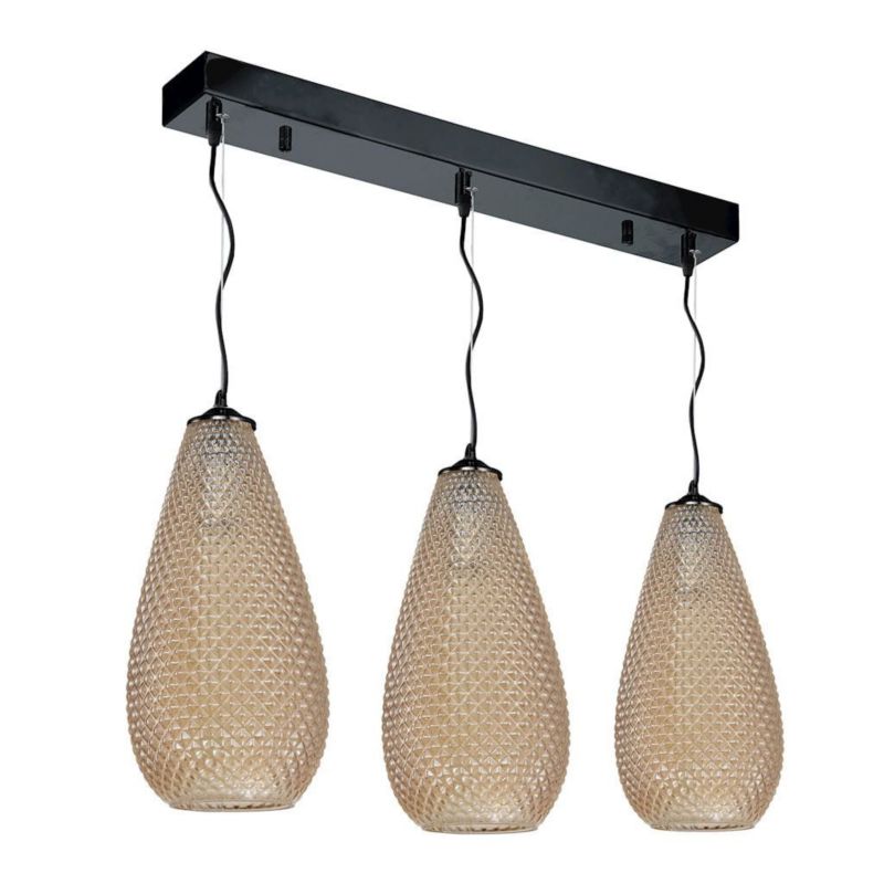Lampa wisząca Milagro Petra 4831 czarno-bursztynowy szerokość 65 cm 3xE27 x 60W 1 szt.