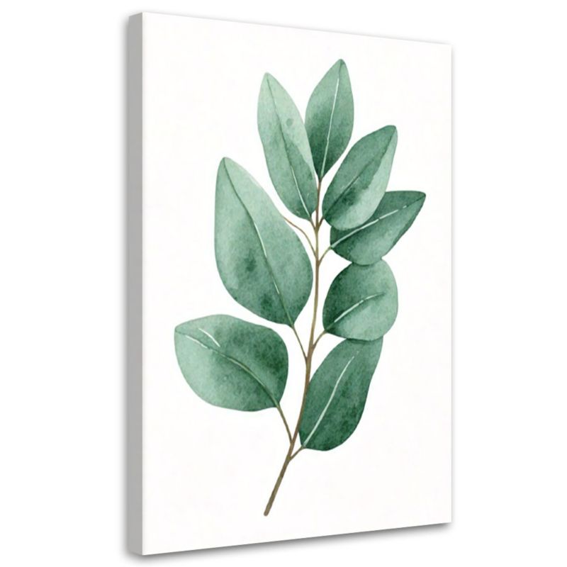 Obraz do salonu Feeby Gałązka Liście Akwarela Zielony Minimalizm 80x120cm 1szt