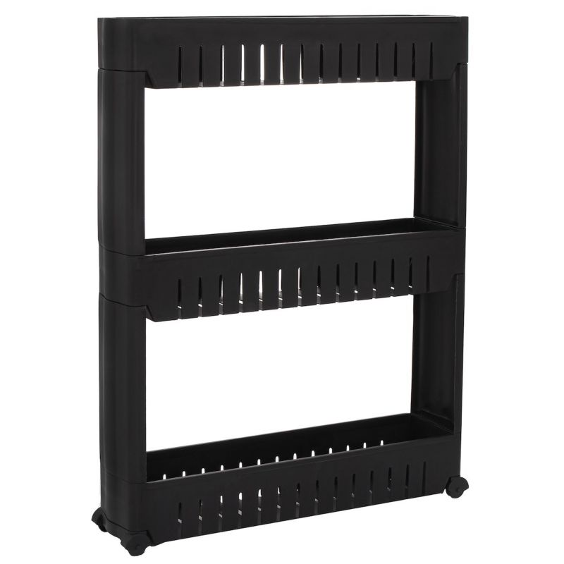 Mobilny regał na kółkach Springos szafka łazienkowa z 3 półkami czarna 1 szt