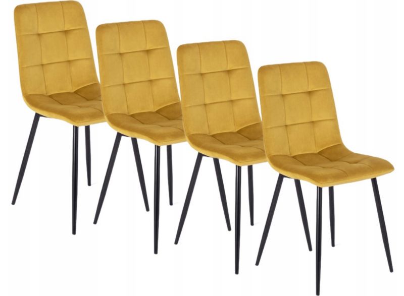 Zestaw 4x Krzesło do jadalni PERU Mebel Elite Welurowe Musztardowe 1 kpl
