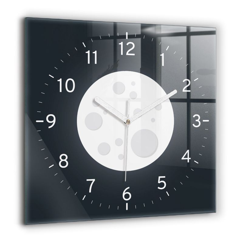 Zegar szklany białe wskazówki Wallfluent 60x60 cm Pełnia Księżyca 1 szt.
