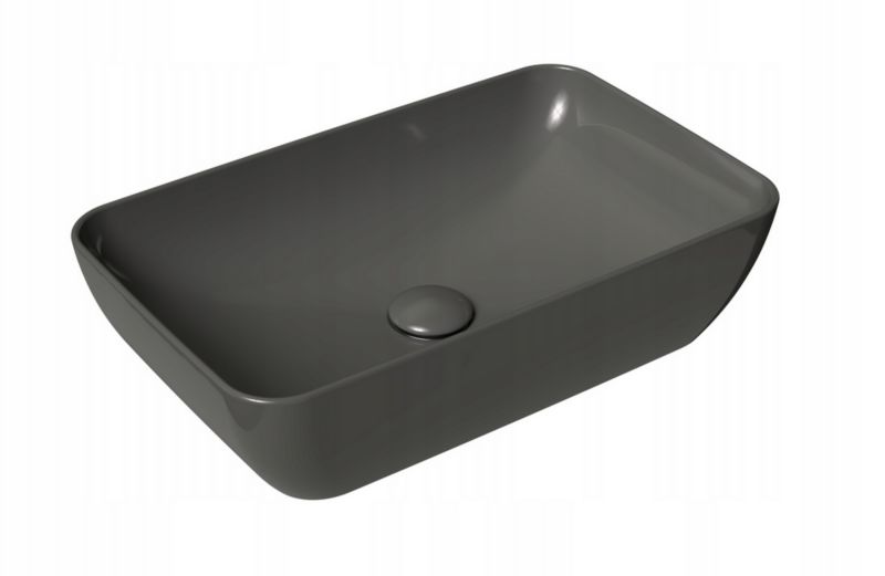 Umywalka Ravak nablatowa ceramiczna prostokątna Dream 50 Q Slim szary połysk 1 szt