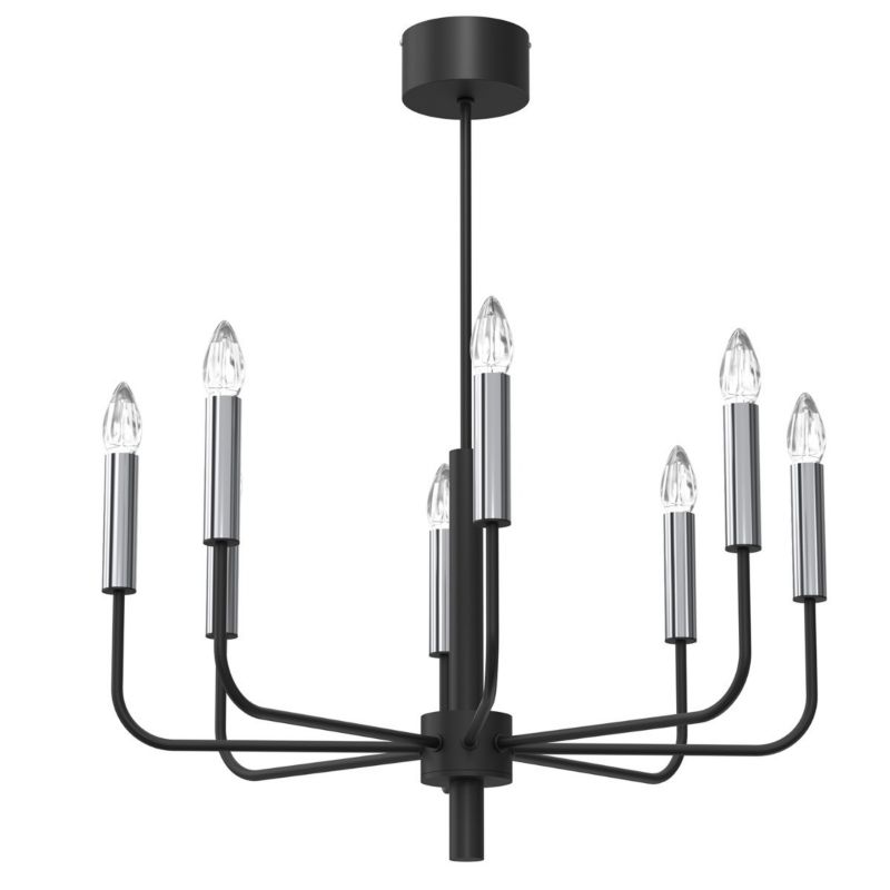 Lampa wisząca Luminex Akasya czarny matowa-chromowana wym: 76 x 65 x 65 cm 8xE14 x 15W 1 szt.