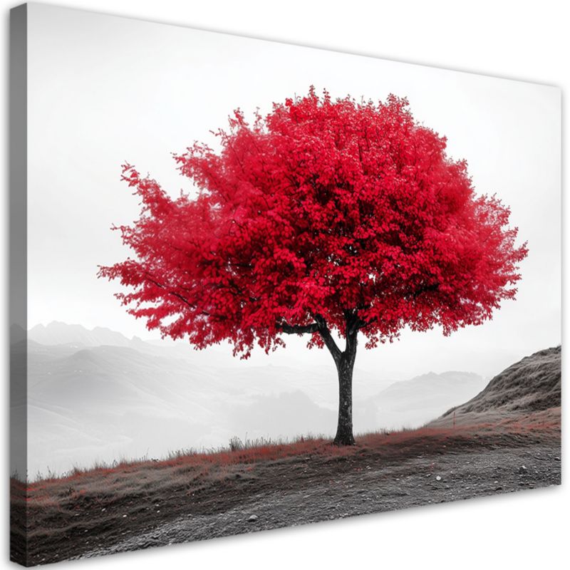 Obraz na płótnie Feeby Czerwone Drzewo Krajobraz 90x60cm 1szt