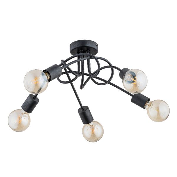 Lampa sufitowa wisząca Alfa Travers czarna nowoczesna 5xE27 x 15W 1 szt.