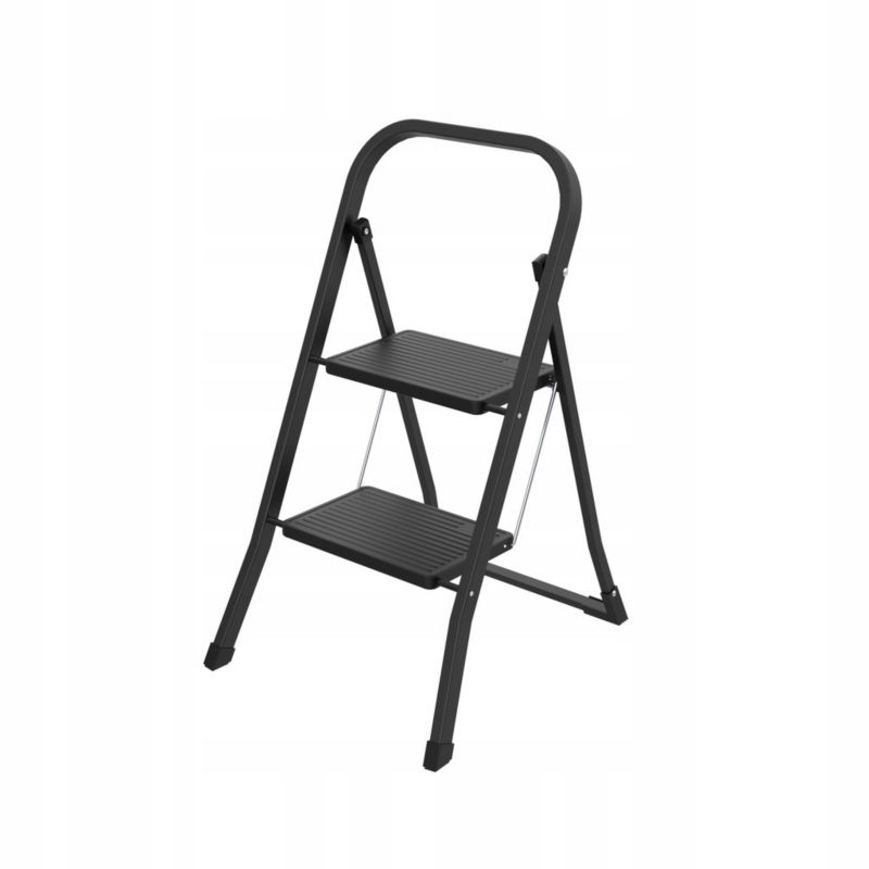 Drabinka domowa 2 stopnie DRABEST składane schodki czarne 1szt.