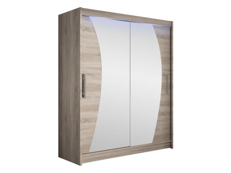 Szafa MIRJAN 24 z drzwiami przesuwnymi Presto X z oświetleniem RGB trufel/lustro 1 szt.