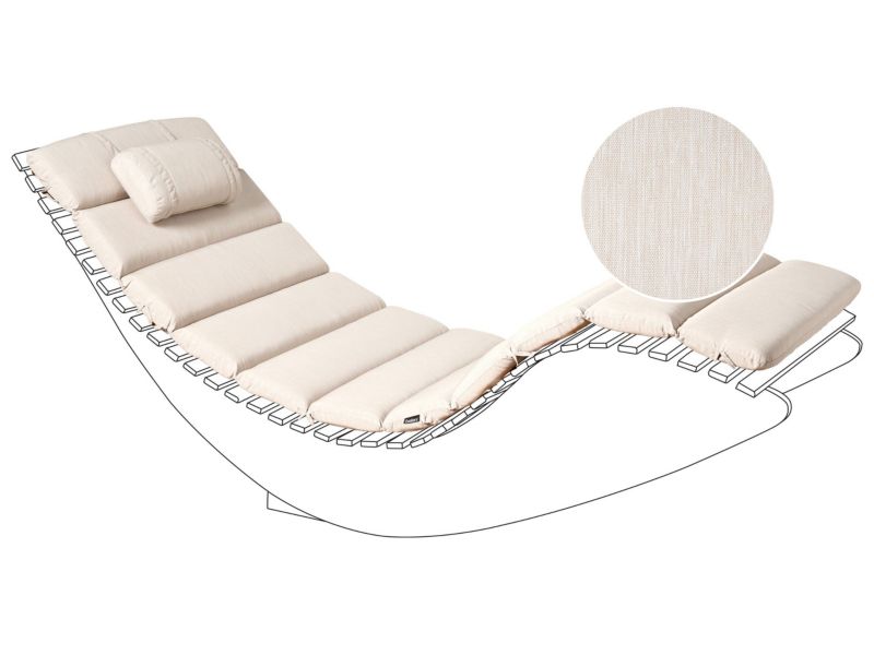 Poduszka na leżak ogrodowy Brescia premium 180 x 60 cm Jasnobeżowy 1 szt.