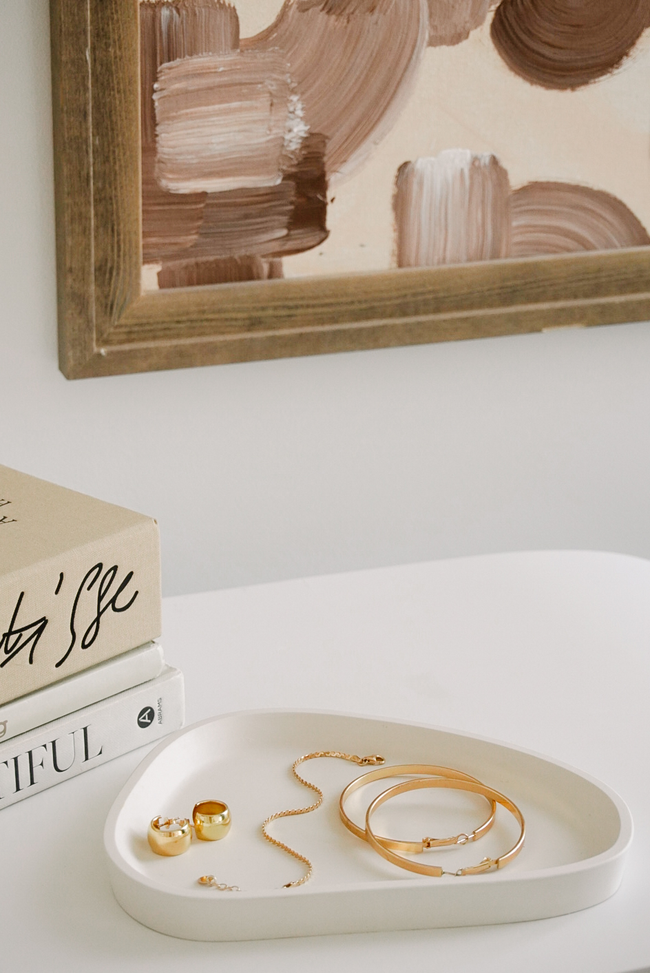 Lillow - Dekoracyjna taca gipsowa, duża łezka - beż - Uszyto w Polsce