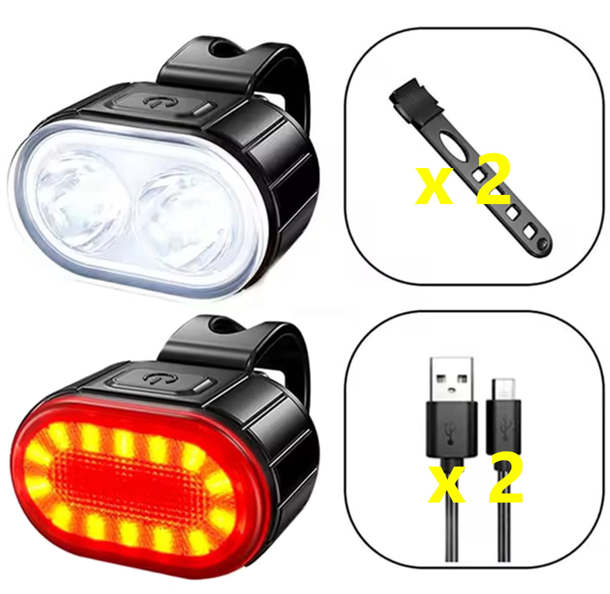 Lampka rowerowa przód tył RW33 USB Ładowana przez USB - Henryx24