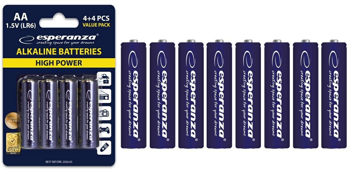 Esperanza Baterie Alkaliczne R6 AA op-8 EZB103 - Henryx24