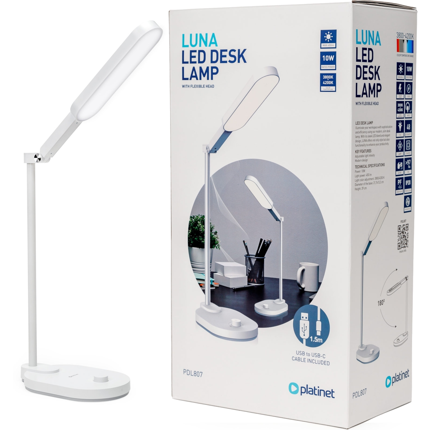 PLATINET Lampka Led 10W 45992 PDL807 48 LED USBC - Henryx24