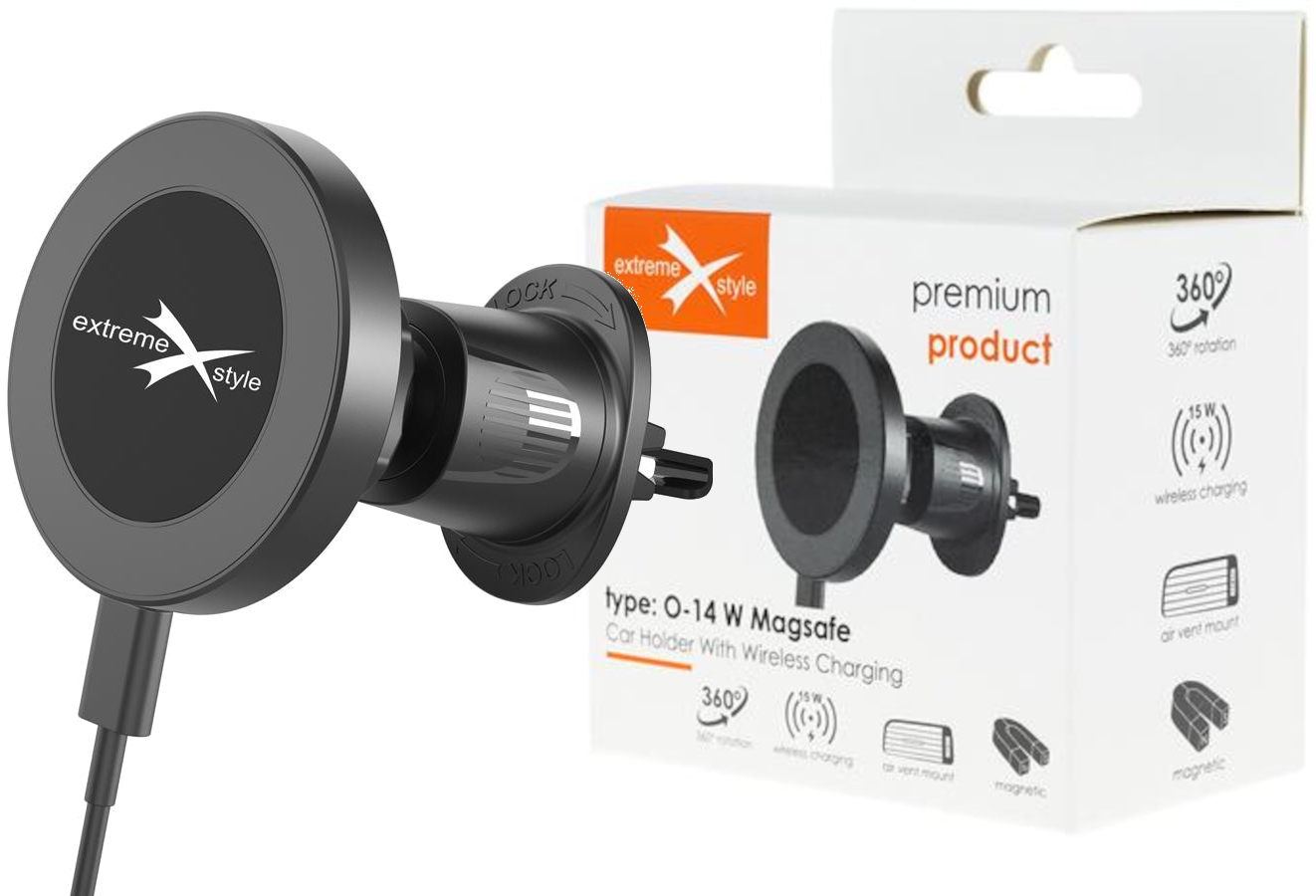 Extreme Uchwyt Samochochodowy O-14W +ładowarka indukcyjna do kratki UCH000236 - Henryx24